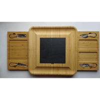 Planche à découper en bois d'acacia en bambou, personnalisée, haut de gamme, rond, carré, rotatif, ardoise, fromage, avec ensemble de couteaux