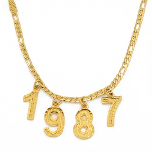 DIY Number Charms Birth Year Necklace with 3:1 NK Chain for Kids