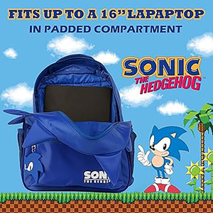 Sac à dos de personnage de jeu, style dessin animé, en tissu Oxford imperméable, pour garçons et filles, avec bretelles réglables, bleu, fermeture éclair <span class=keywords><strong>Sonic</strong></span> - Product Image 2