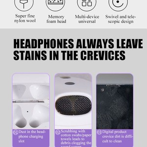 Kit de nettoyage pour écouteurs Bluetooth pour <span class=keywords><strong>Airpods</strong></span> Pro 1 2 3, stylo de nettoyage pour étui d'écouteurs, brosse, outils pour Samsung Xiaomi <span class=keywords><strong>Airdots</strong></span> Huawei - Product Image 3