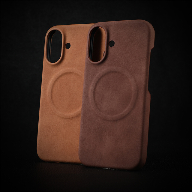 Luxury Matte Retro Sheepskin Leather Wireless Charge Magnetic Phone Case for iPhone 17 16 Pro Max 15 Plus 14 13 12 Hard Cover