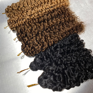 FYD Wholesale # 4/ # Extensions de cheveux humains bouclés vierges birmans 30/1B, longues, avec base en soie, sans colle - Product Image 5
