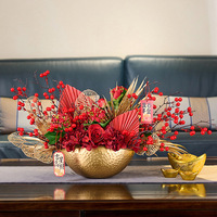 Chanceux nouvel an chinois 2026 maison/bureau décoration fleur dans une boîte-cadeau carrée décor artificiel Flor pour cheval lunaire nouvel an