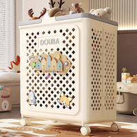 Chariot utilitaire, boîte de rangement, bacs, panier à linge, vêtements pour enfants, pliable, pliable, en plastique, roulant, mobile, avec roues