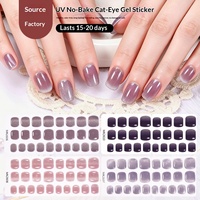 Autocollants pour ongles en gel effet œil de chat tendance 2026, sans UV, auto-adhésifs, sans cuisson, imperméables, pour nail art, coffret cadeau