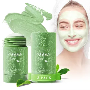 Masker Label pribadi grosir Pengontrol Minyak mengecilkan pori-pori pembersihan mendalam penghilang komedo masker hijau stik masker tanah liat organik