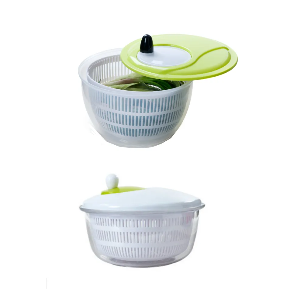 BPA ücretsiz hızlı sebze kurutma makinesi drenaj sebze ev mutfak salata döndürücü yeşil ve beyaz