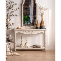 Table console blanche classique européenne vintage en bois sculpté meuble d'appoint pour le salon