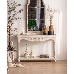 <span class=keywords><strong>Table</strong></span> <span class=keywords><strong>console</strong></span> blanche classique européenne vintage en bois sculpté meuble d'appoint pour le salon - Product Image 6