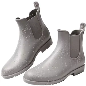 PVC Short Rain Boots für Frauen Wasserdichte Anti-Rutsch-Gummi Knöchel Chelsea Stiefel