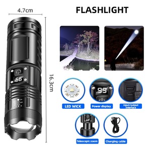 Linterna Recargable Tipo C con Luz LED Blanca, Zoom Ajustable, Uso en Exteriores, con Indicador de Batería - Product Image 4
