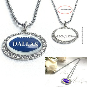 Nuevo Collar con Nombre de Equipo de Fútbol Americano, Colgante Ovalado con 32 Gemas de Diamantes, Regalo para Fanáticos, Accesorio para Fiestas y Días de Partido, Personalizado - Product Image 3