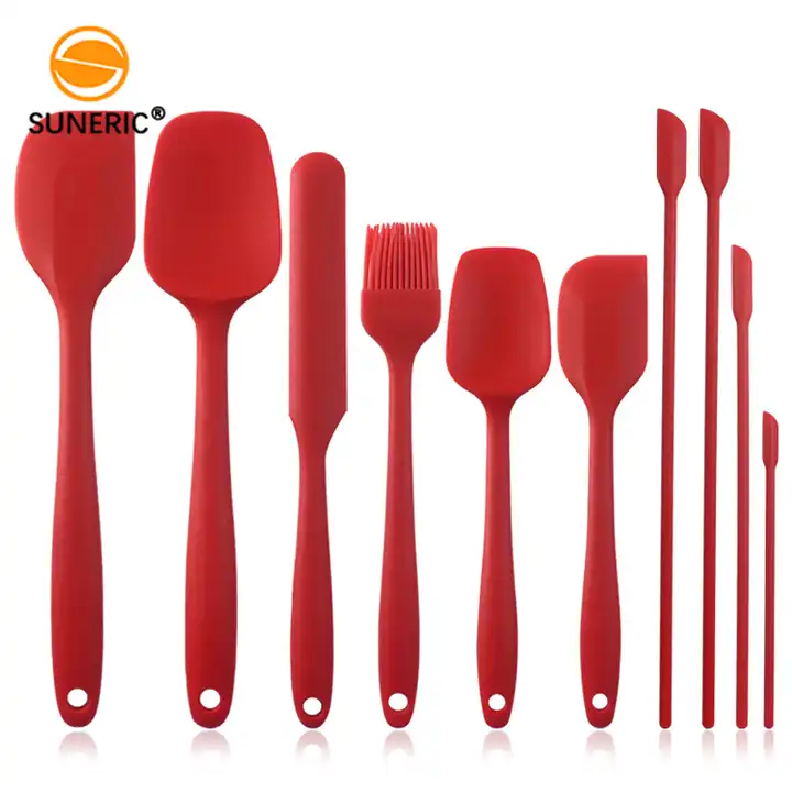 10pcs set black red rubber utensils