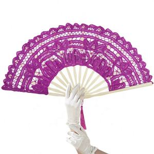 Abanico de mano de bambú a la moda, regalo de boda, abanico plegable de encaje chino con estampado de encaje - Product Image 2