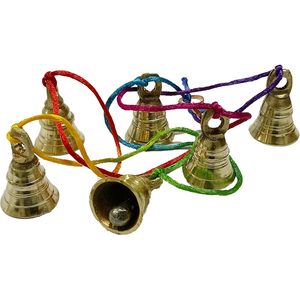 Campana de latón estilo indio Vintage, 6 campanas colgantes para decoración de puertas y ventanas, accesorios de pared tradicionales - Product Image 1