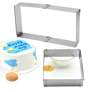 Outil de cuisson et de <span class=keywords><strong>pâtisserie</strong></span> <span class=keywords><strong>réglable</strong></span> en acier inoxydable, anneaux <span class=keywords><strong>à</strong></span> mousse carrés - Product Image 1