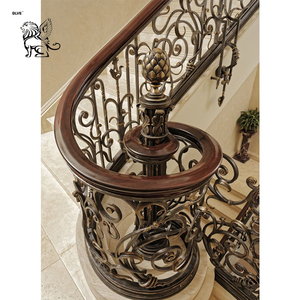 Escalera de Caracol moderna BLVE Barandilla de hierro forjado Terraza exterior Barandilla de escalera francesa Rieles de valla de hierro fundido - Product Image 3