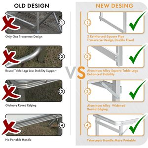 Tavolo Pieghevole da Esterno per Campeggio, Picnic ed Escursioni, in Legno e Lega di Alluminio, Vendita all'Ingrosso - Product Image 4