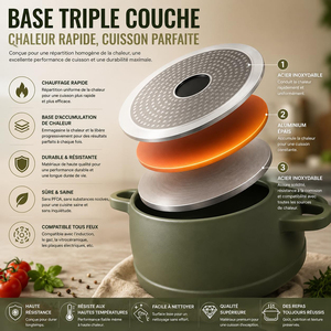 Casserole en céramique antiadhésive de haute qualité, style moderne, compatible induction, pour soupes et ragoûts, en fonte. - Product Image 5