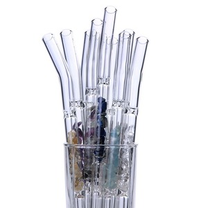 Pailles en verre courbées en quartz rose naturel de guérison pailles en verre réutilisables avec des pierres en cristal naturel de quartz - Product Image 6