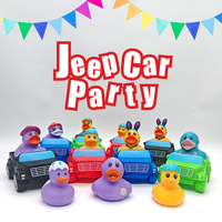 Lot personnalisé imprimé PVC Jeep en caoutchouc en forme de canard Baignoire Bain Jouets avec motifs