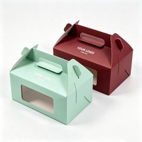 Individuelles Logo Faltbares Design Tragbare Kuchenbox Kleine Geschenkbox für Geburtstagsfeiern Gebäckverpackung Kuchenbox mit Griff