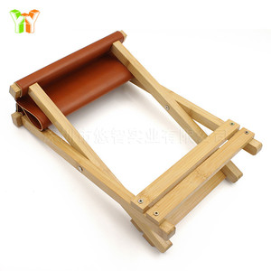 En stock: Taburetes de bambú, madera y cuero para acampar al aire libre; taburetes plegables cuadrados para pescar; pequeños taburetes para dibujar. - Product Image 1
