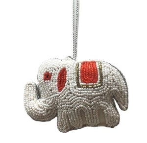 Adorno navideño de elefante hecho a mano con cuentas y bordados, a menudo utilizado como decoración festiva para el hogar, colgante, precio al por mayor. - Product Image 3