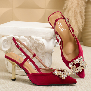 <span class=keywords><strong>Scarpe</strong></span> da Sposa da <span class=keywords><strong>Donna</strong></span> in <span class=keywords><strong>Velluto</strong></span> con Tacco Alto e Strass, Punta Affusolata, 8 cm, per Eventi Serali - Product Image 5
