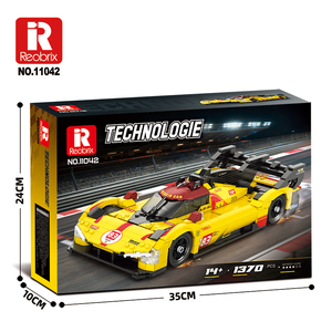 1:16 Le Mans Hypercar Blocks 499P Style Yellow Racer MOC Autorisé Moteur V6 Visible Transmission Intégrale Mécanique pour Adultes - Product Image 5