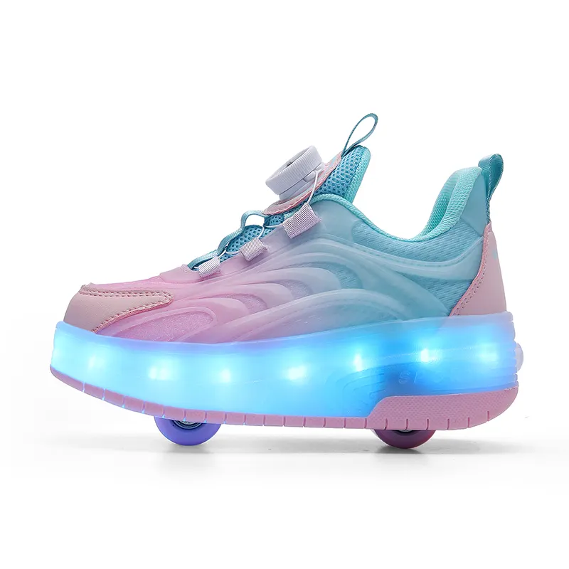 Roller Skates Factory Custom Dual-purposeDouble Row Walk-on Shoes Led Shoes Roller Skates For Children