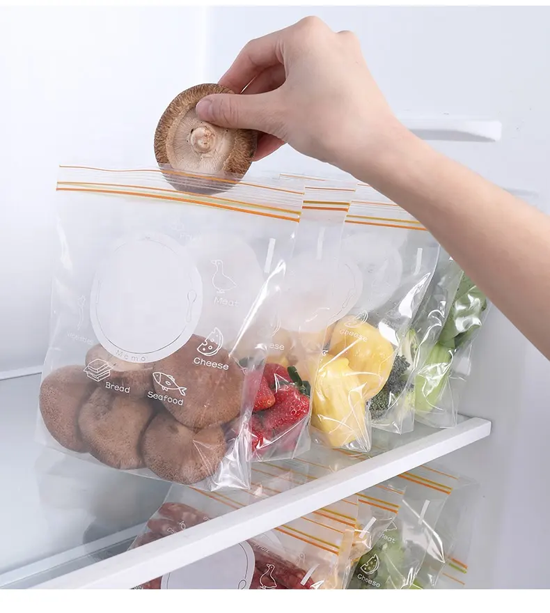 Çevre dostu taze tutma mutfak kullanımlık Zip kilit büyük çanta koruma dondurucu gıda saklama çantası