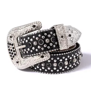 Ceintures de luxe en strass de Style occidental pour hommes et femmes