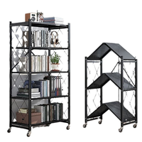 Étagère de rangement pliable en métal à 5 niveaux, en acier au carbone, robuste, sans assemblage, pour cuisine et garage