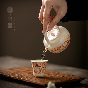 Retro Style Porcelain Tea Set <b>One</b> Pot Two <b>Cups</b> With Lid For Kung Fu Tea Office Afternoon Tea Use - Product Image 2