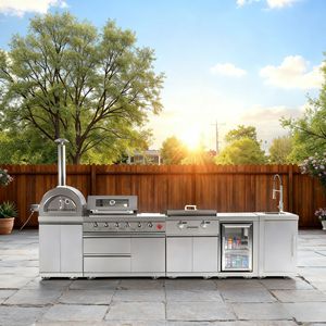 <span class=keywords><strong>Cuisine</strong></span> extérieure, îlot de barbecue, grill, <span class=keywords><strong>cuisine</strong></span> complète personnalisée avec four à pizza, plancha, évier, réfrigérateur, armoires, <span class=keywords><strong>cuisine</strong></span> extérieure, barbecue - Product Image 1