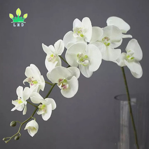 Flor Artificial blanca de 9 cabezas, mariposa Artificial de imitación, orquídeas, Rama, decoración de boda - Product Image 1