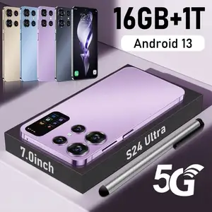 Ponsel pintar 2024, Celulares 6.8 inci 4G 5G Android Phone Cell Smartphone S 24 S24 Ultra Nuevo