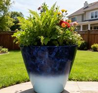 Pot de fleurs conique en plastique PP texturé marbré dégradé, durable et brillant, avec drainage, pour la décoration intérieure et extérieure de la maison et du jardin