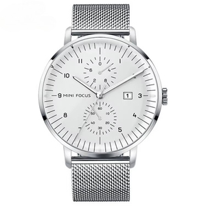 Premium Men's Minimalist Waterproof Quartz Watch Stainless Steel <b>Mesh</b> Strap Calendar <b>Window</b> Luminous Fashion Casual Wristwatch - Product Image 5