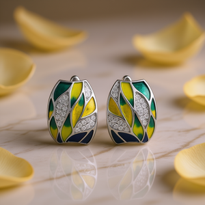 Pendientes de oro blanco E2045 con diseño de planta de cristal y diamantes de imitación para mujer, joyería de moda - Product Image 2