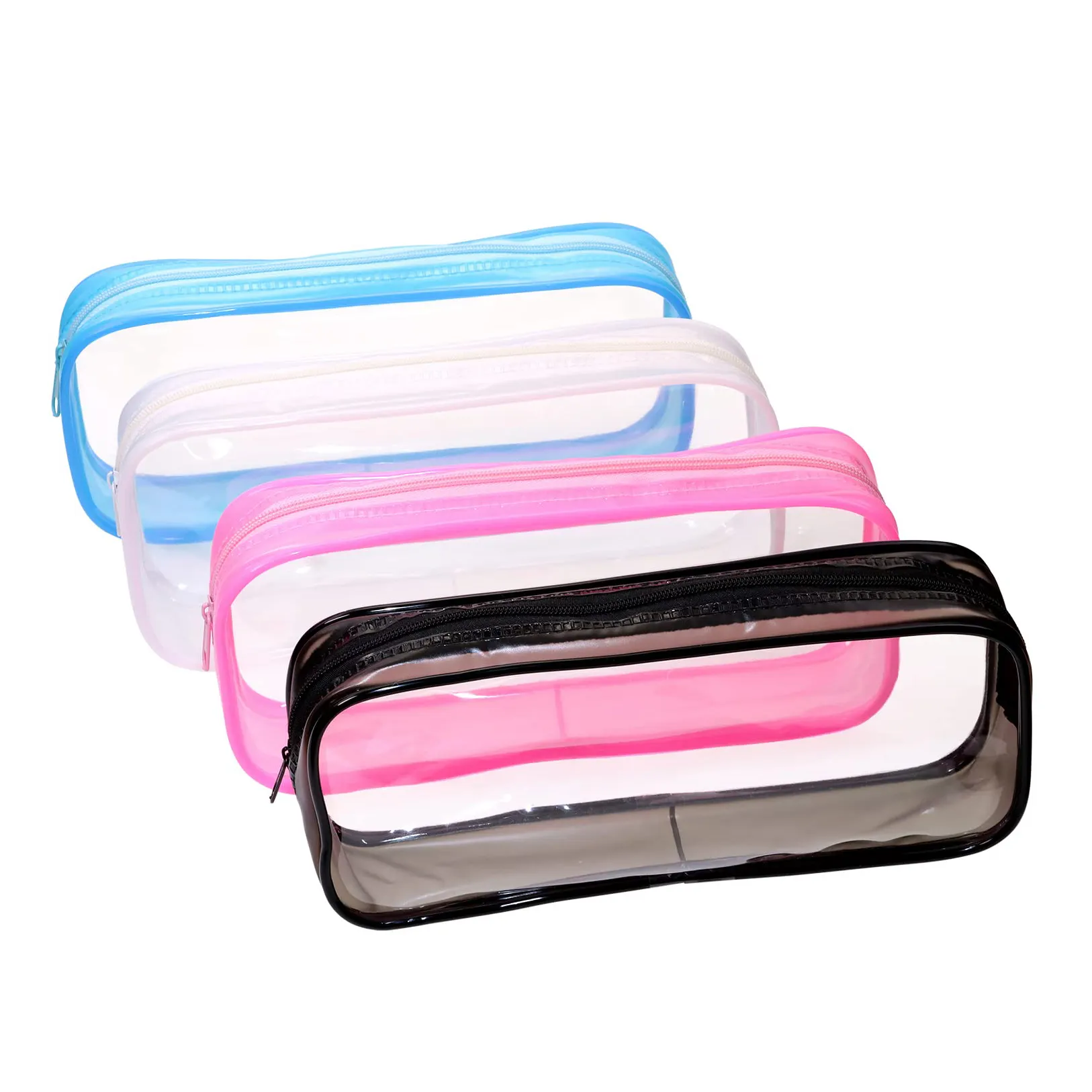 School Supply Clear Makeup Bag Zipper Purse Toiletry Women Students Pen Marker Crayon Highlighters Storage pencil case for girls