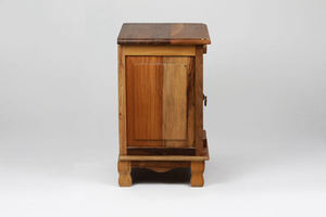 Heavy-Duty Reclaimed Wood Nightstand Traditional Steel Frame Adjustable <b>Bedside</b> Table Eco-Friendly for Bedroom Living Room - Product Image 3