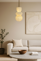 Lámpara colgante LED de alabastro Natural con diseño de Arte Moderno, colgante de bola Simple para dormitorio, baño, candelabros de tocador, luces colgantes