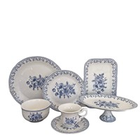 Assiette à dîner en céramique à motifs français, compatible micro-ondes, bleu et blanc vintage, assiette décorative pour salade et dessert