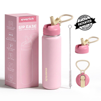 Bouteille d'eau personnalisée avec logo, en acier inoxydable 304, double paroi, anti-poussière, avec couvercle à paille