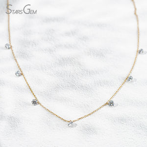 Starsgem Collier flottant en or 10K, diamant de laboratoire taille brillant 1,56 ct 3,9 mm, percé au laser, pureté 41,7%, couleur D blanc, 1g - Product Image 2