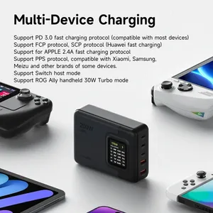 Chargeur USB C Hagibis 200W 5 ports, chargeur de bureau <span class=keywords><strong>GaN</strong></span> avec écran LCD, station de charge rapide, accessoires de jeu - Product Image 5