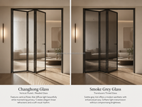 Porte pliante intérieure en aluminium et verre, cloison de pièce moderne et minimaliste pour salon et cuisine