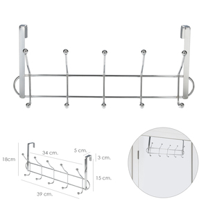 Appendiabiti da porta in metallo con 5/10 ganci. Finitura Metallica. - Product Image 3
